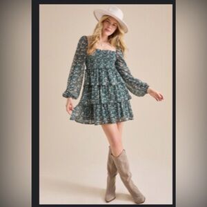 Altar'd State Floral Green Dress